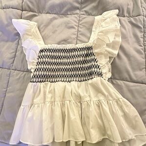 White Ruffled Smocked Top
